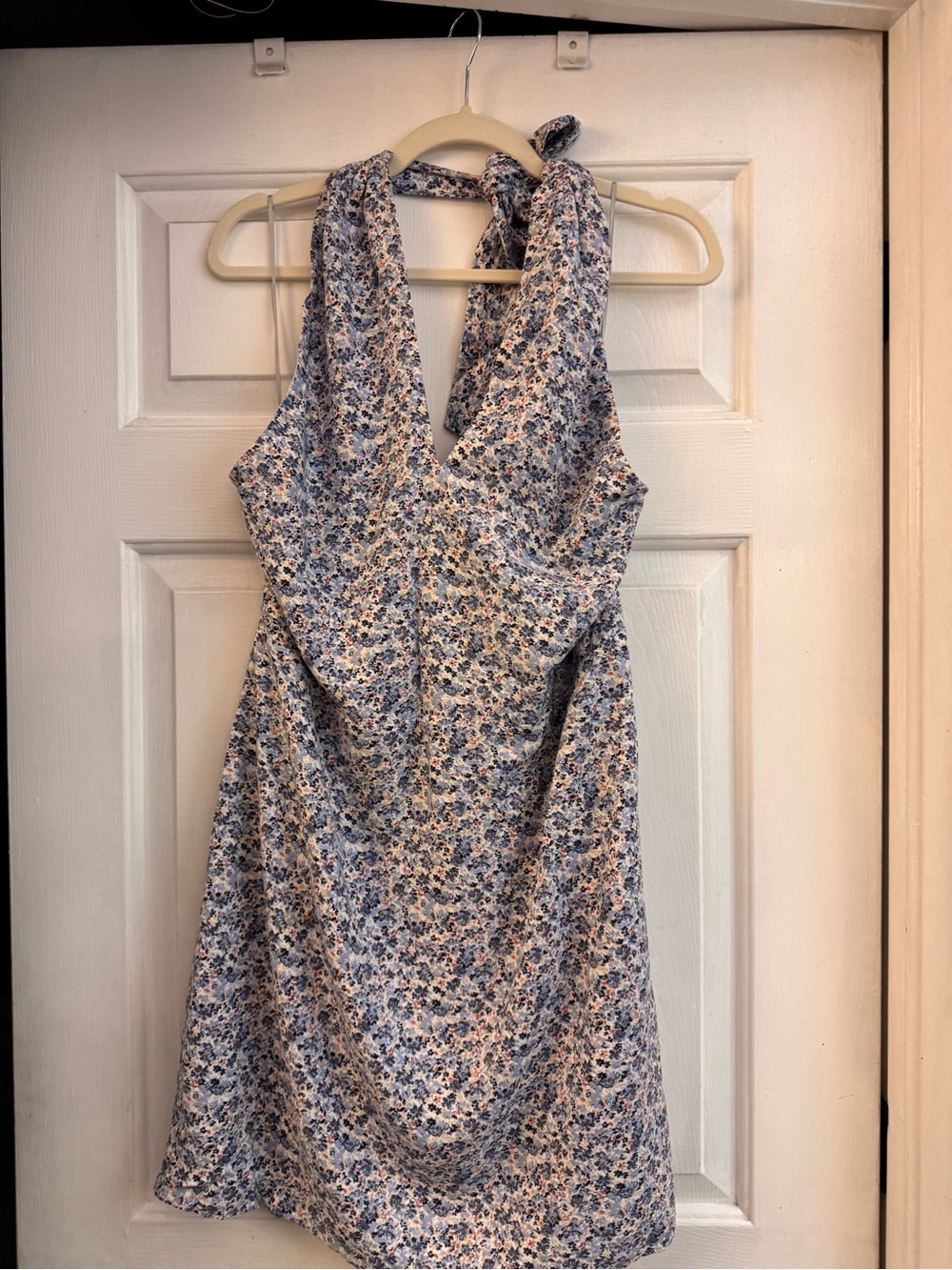 Abercrombie & Fitch Blue and White Floral Halter Mini Dress